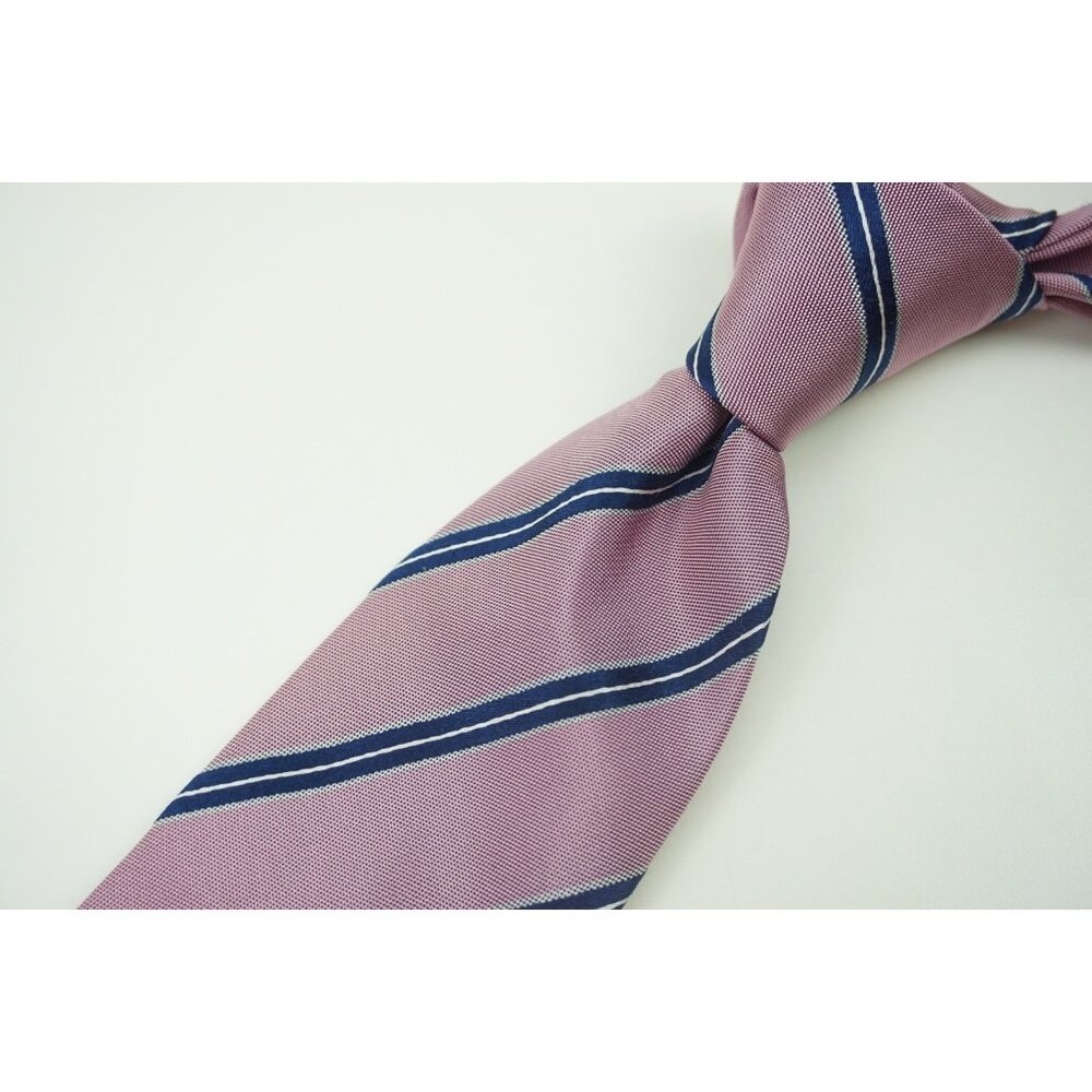 Ermenegildo Zegna Pink Navy Blue Striped 100% Silk Tie BRAND NEW